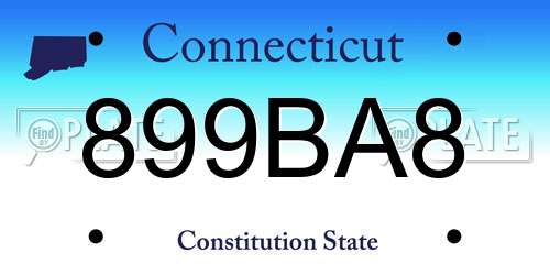 899BA8 Connecticut License Plate