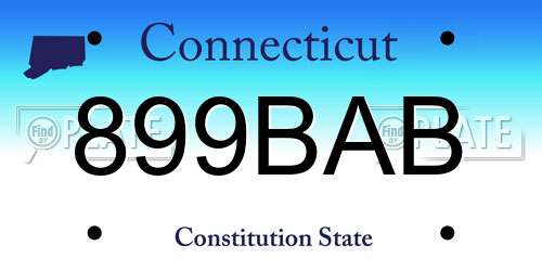899BAB Connecticut License Plate
