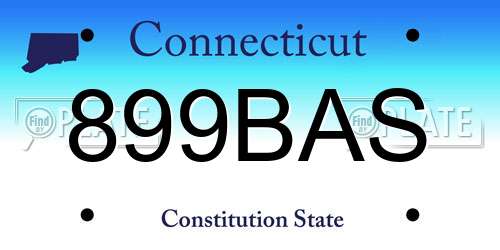 899BAS Connecticut License Plate