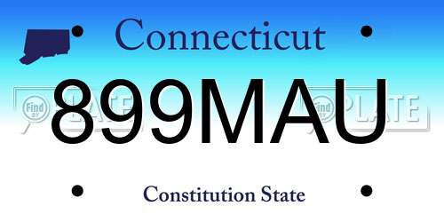 899MAU Connecticut License Plate