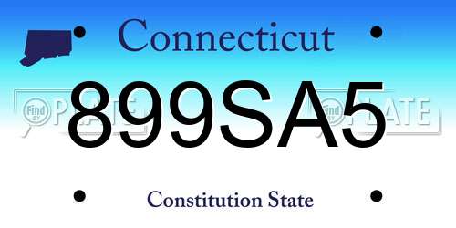 899SA5 Connecticut License Plate