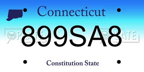 899SA8 Connecticut License Plate