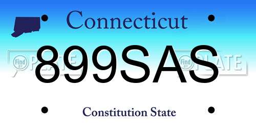 899SAS Connecticut License Plate