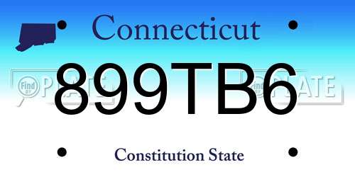 899TB6 Connecticut License Plate