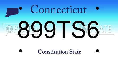 899TS6 Connecticut License Plate