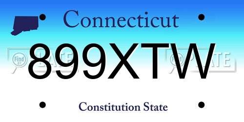 899XTW Connecticut License Plate