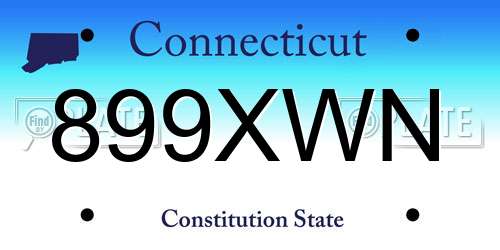899XWN Connecticut License Plate