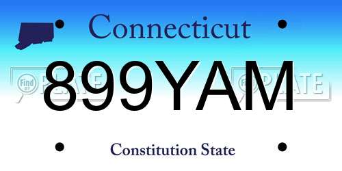 899YAM Connecticut License Plate