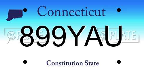 899YAU Connecticut License Plate