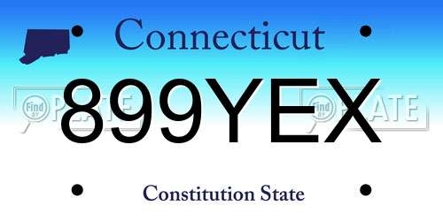 899YEX Connecticut License Plate
