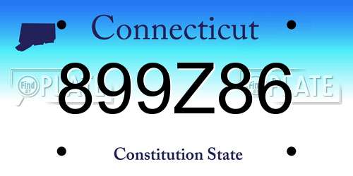 899Z86 Connecticut License Plate