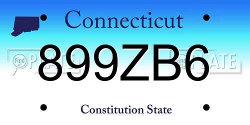 899ZB6 Connecticut License Plate