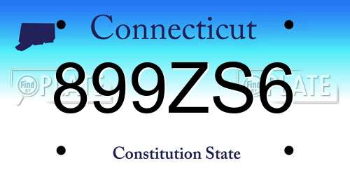 899ZS6 Connecticut License Plate