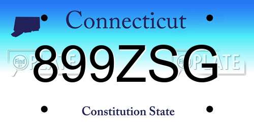 899ZSG Connecticut License Plate