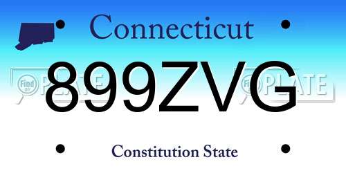899ZVG Connecticut License Plate