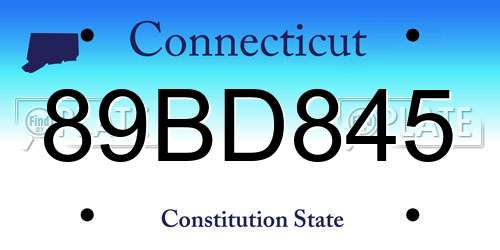 89BD845 Connecticut License Plate