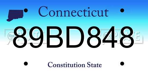 89BD848 Connecticut License Plate
