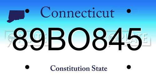 89BO845 Connecticut License Plate