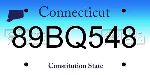 89BQ548 Connecticut License Plate