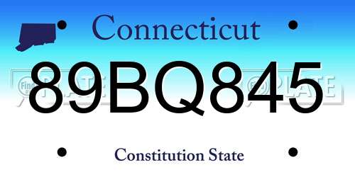 89BQ845 Connecticut License Plate