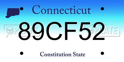 89CF52 Connecticut License Plate