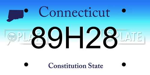 89H28 Connecticut License Plate