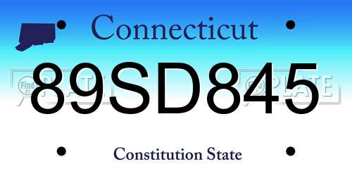 89SD845 Connecticut License Plate
