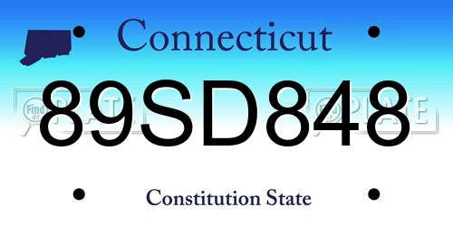 89SD848 Connecticut License Plate