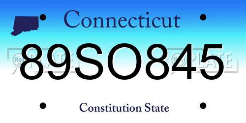 89SO845 Connecticut License Plate