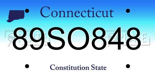 89SO848 Connecticut License Plate