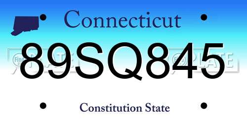 89SQ845 Connecticut License Plate