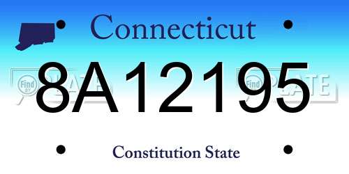 8A12195 Connecticut License Plate