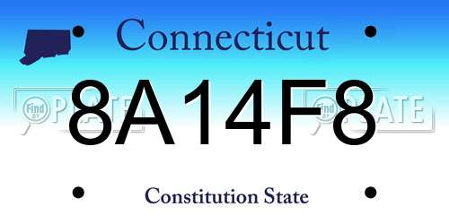 8A14F8 Connecticut License Plate