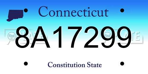 8A17299 Connecticut License Plate