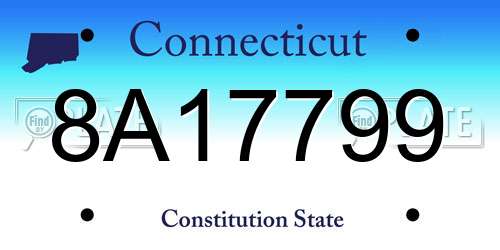 8A17799 Connecticut License Plate