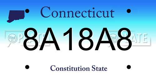 8A18A8 Connecticut License Plate