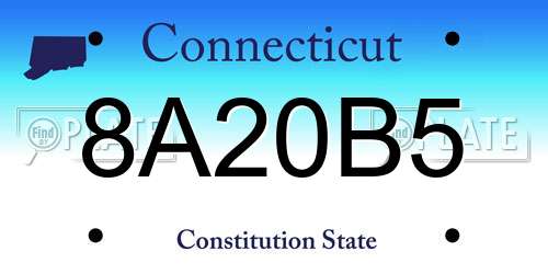 8A20B5 Connecticut License Plate