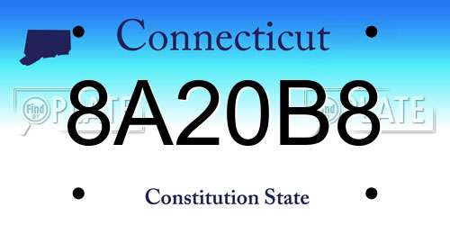 8A20B8 Connecticut License Plate