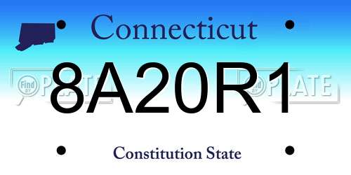 8A20R1 Connecticut License Plate
