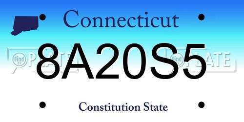 8A20S5 Connecticut License Plate