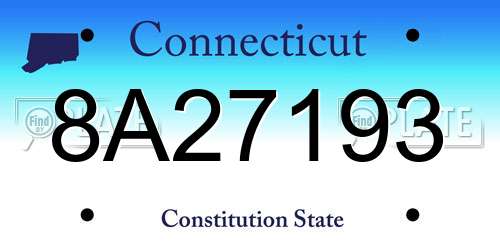 8A27193 Connecticut License Plate