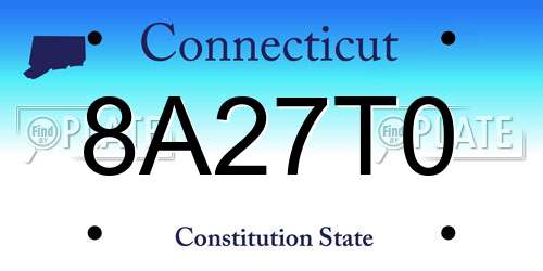 8A27T0 Connecticut License Plate
