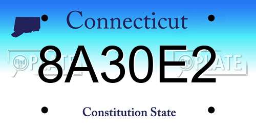 8A30E2 Connecticut License Plate