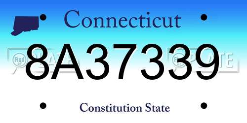 8A37339 Connecticut License Plate