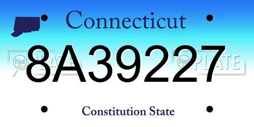 8A39227 Connecticut License Plate