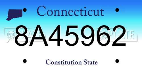 8A45962 Connecticut License Plate