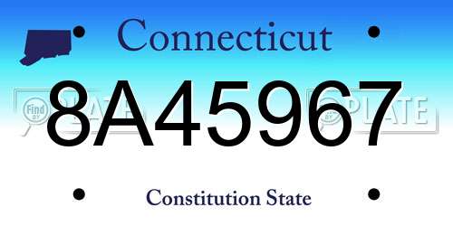 8A45967 Connecticut License Plate