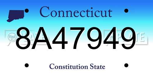 8A47949 Connecticut License Plate