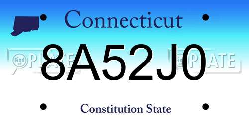8A52J0 Connecticut License Plate