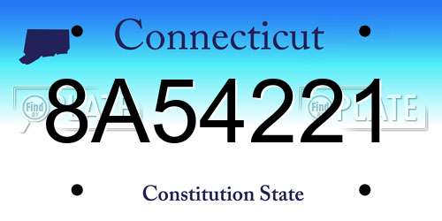 8A54221 Connecticut License Plate